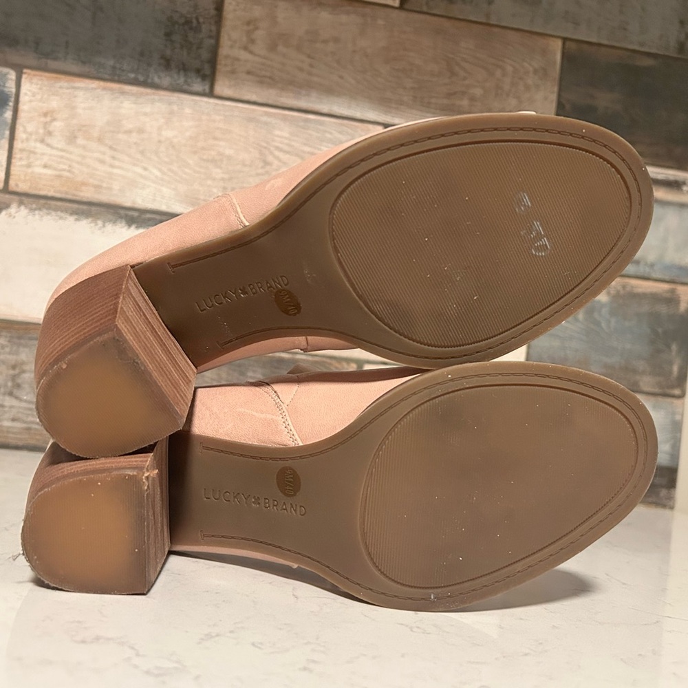 Lucky Brand Jachai Open Toe Ankle Boots Block Heel Leather Sandals Size 9/40 - Picture 15 of 15